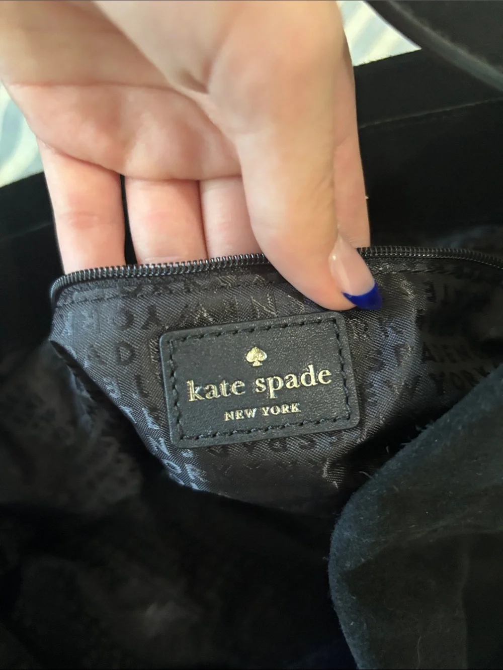 Kate Spade Black Stardust Willa suede hobo bag